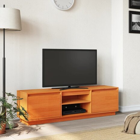 Tv-meubel 140x35x40 cm massief grenenhout wasbruin 3