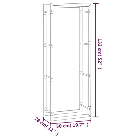 Haardhoutrek 50x28x132 cm staal matzwart 6