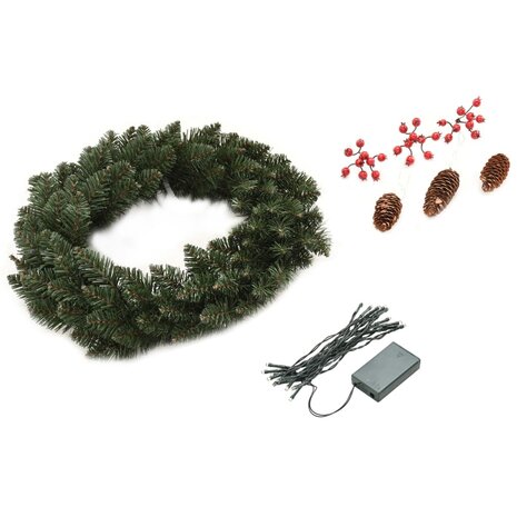 Kerstkransen 2 st met decoratie 45 cm groen 7