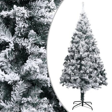 Kunstkerstboom met sneeuwvlokken 300 cm PVC groen 1