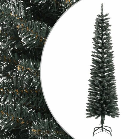 Kunstkerstboom met standaard smal 180 cm PVC groen 1