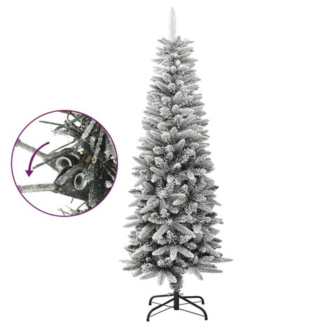 Kunstkerstboom met sneeuw smal 150 cm PVC en PE 3