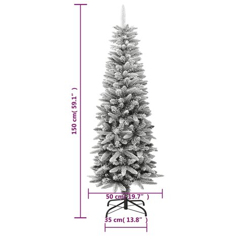 Kunstkerstboom met sneeuw smal 150 cm PVC en PE 9