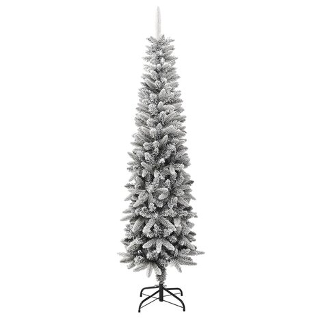 Kunstkerstboom met sneeuw smal 240 cm PVC en PE 2