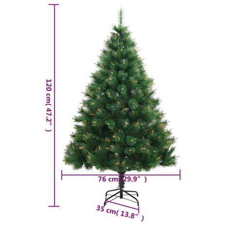 Kunstkerstboom met scharnieren en standaard 120 cm 9