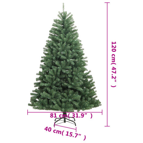 Kunstkerstboom met scharnieren met standaard 120 cm groen 9