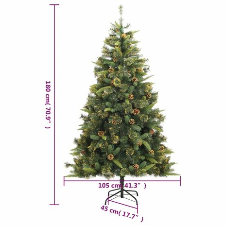 Kunstkerstboom met scharnieren en dennenappels 180 cm 9