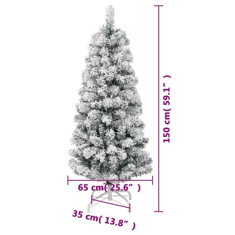 Kunstkerstboom met scharnieren en sneeuw 150 cm 9