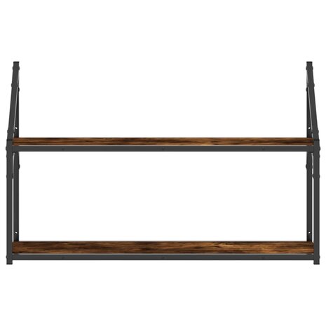 Wandrek 2-laags 80x21x51 cm bewerkt hout gerookt eikenkleurig 4