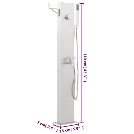 Tuindouchekraan 110 cm roestvrij staal 11