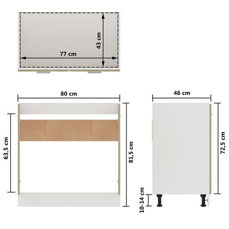 Wastafelonderkast 80x46x81,5cm bewerkt hout sonoma eikenkleurig 10