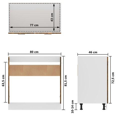 Gootsteenkast 80x46x81,5 cm bewerkt hout gerookt eikenkleur 10