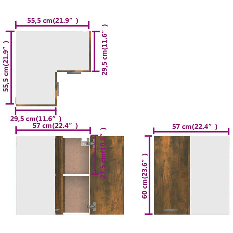 Hanghoekkast 57x57x60 cm bewerkt hout gerookt eikenkleurig 9