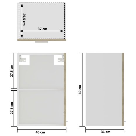 Hangkast 40x31x60 cm bewerkt hout sonoma eikenkleurig 10