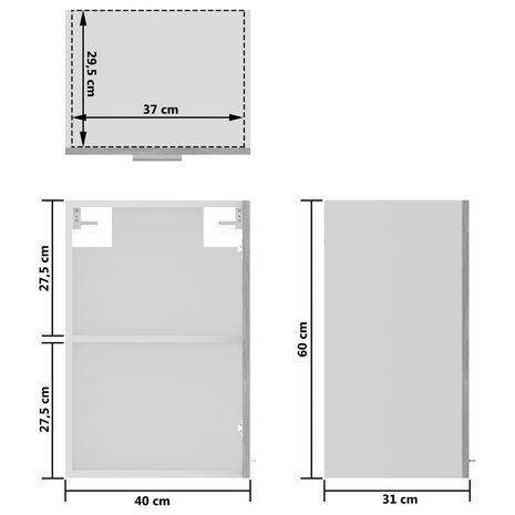 Hangkast 40x31x60 cm bewerkt hout betongrijs 10