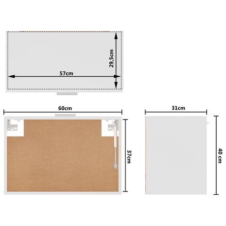 Hangkast 60x31x40 cm bewerkt hout wit 9