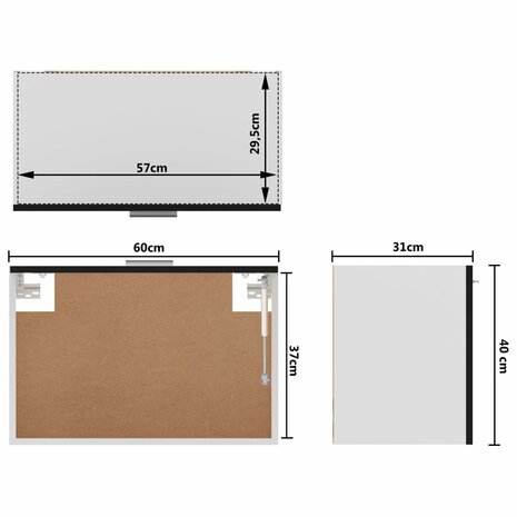 Hangkast 60x31x40 cm bewerkt hout zwart 9