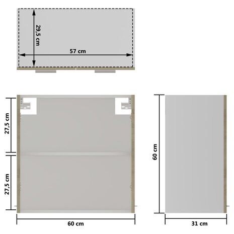 Hangkast 60x31x60 cm bewerkt hout sonoma eikenkleurig 9