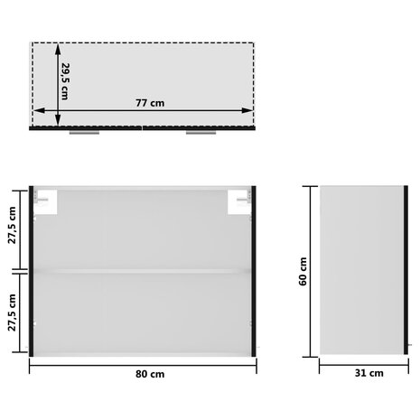 Hangkast 80x31x60 cm bewerkt hout zwart 9