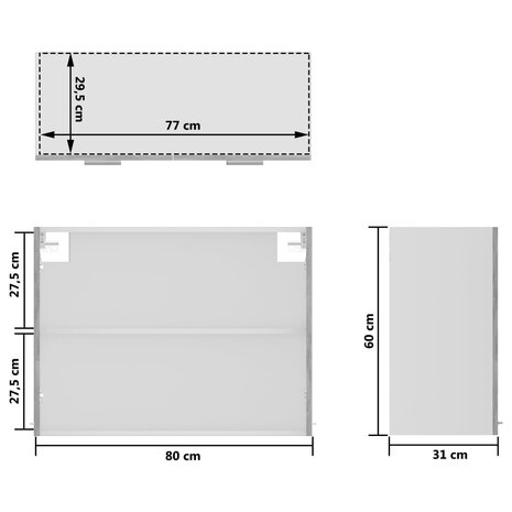 Hangkast 80x31x60 cm bewerkt hout betongrijs 9