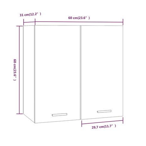 Wandkast hangend 60x31x60 cm bewerkt hout bruin eikenkleur 9