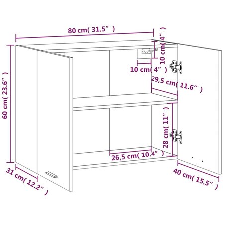 Hangkast 80x31x60 cm bewerkt hout gerookt eikenkleurig 11