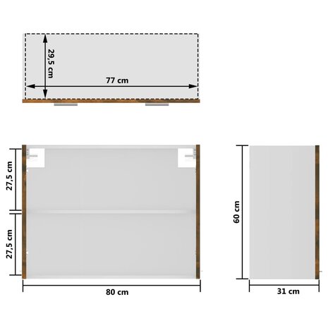 Hangkast 80x31x60 cm bewerkt hout gerookt eikenkleurig 9