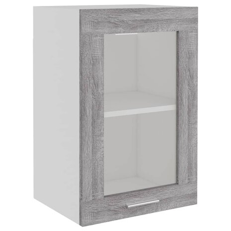 Wandkast 40x31x60 cm glas en bewerkt hout grijs sonoma eiken 2