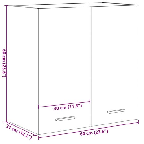 Hangkast 60x31x60 cm bewerkt hout sonoma eikenkleurig 11