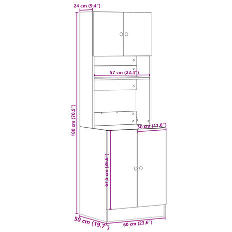 Keukenkast 60x50x180 cm bewerkt hout sonoma eikenkleurig 11