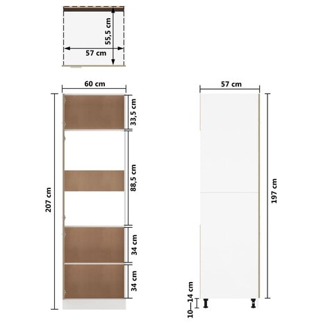 Koelkastkast 60x57x207 cm bewerkt hout sonoma eikenkleurig 9