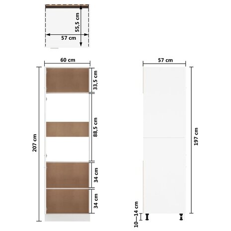 Koelkastkast 60x57x207 cm bewerkt hout grijs sonoma eikenkleur 9