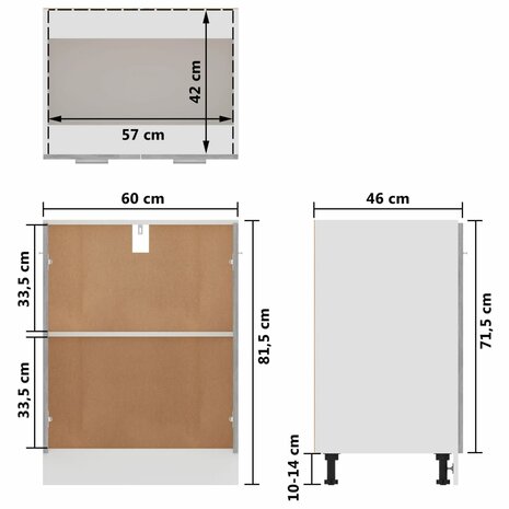 Onderkast 60x46x81,5 cm bewerkt hout betongrijs 10