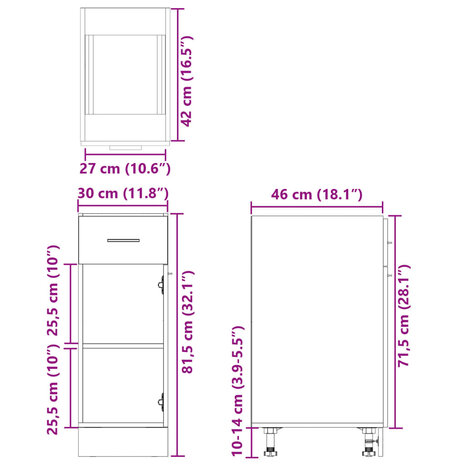 Onderkast met lade 30x46x81,5 cm spaanplaat sonoma eikenkleurig 12