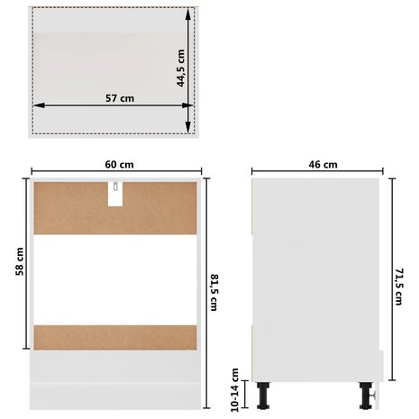 Ovenkast 60x46x81,5 cm bewerkt hout wit 9