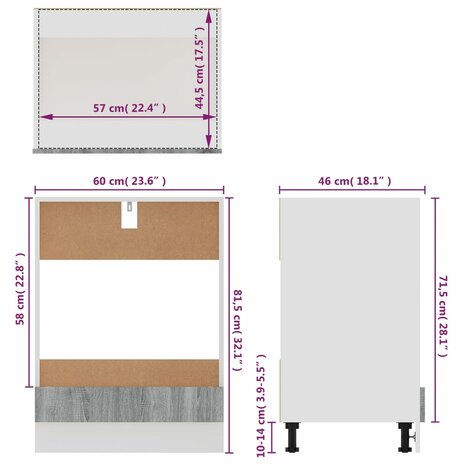 Ovenkast 60x46x81,5 cm bewerkt hout grijs sonoma eikenkleurig 10