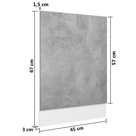 Vaatwasserpaneel 45x3x67 cm bewerkt hout betongrijs 6