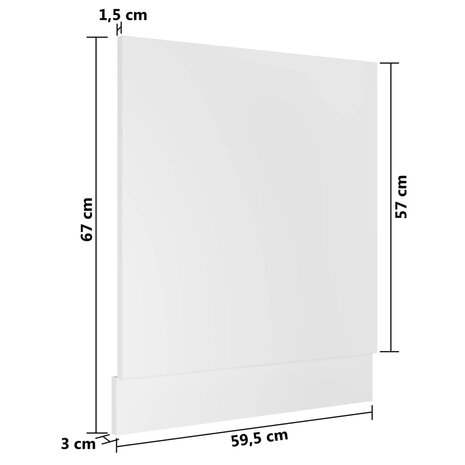 Vaatwasserpaneel 59,5x3x67 cm bewerkt hout wit 6