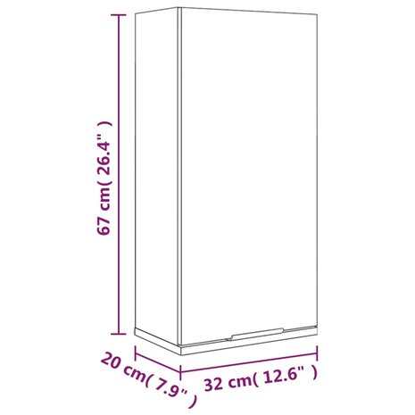 Badkamerkast wandgemonteerd 32x20x67 cm betongrijs 11