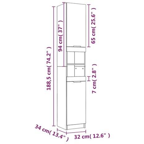 Badkamerkast 32x34x188,5 cm bewerkt hout zwart 11