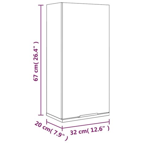 Badkamerkast wandgemonteerd 32x20x67 cm grijs sonoma eikenkleur 11