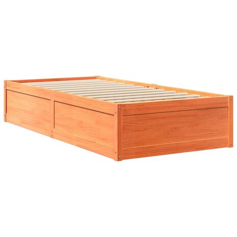 Bed met matras massief grenenhout wasbruin 100x200 cm 6