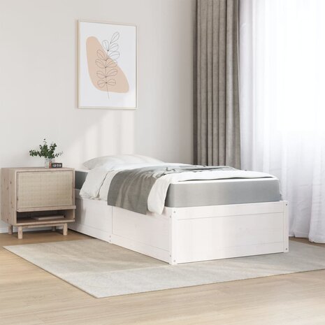 Bed met matras massief grenenhout wit 90x190 cm 3