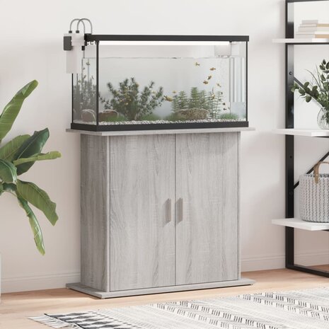 Aquariumstandaard 81x36x73 cm bewerkt hout grijs sonoma eiken 1