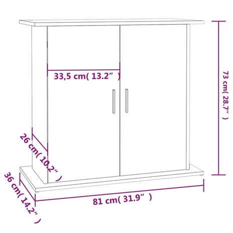 Aquariumstandaard 81x36x73 cm bewerkt hout grijs sonoma eiken 11