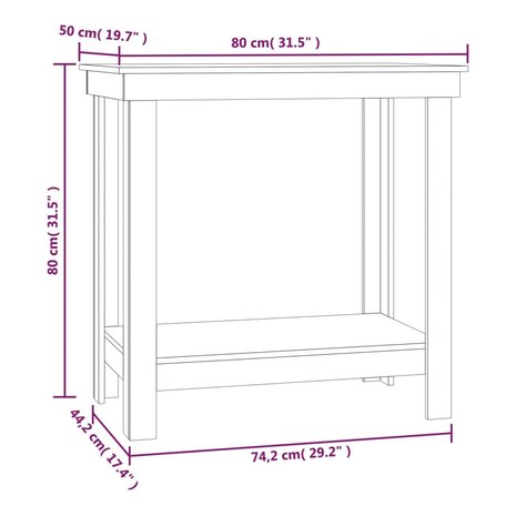 Werkbank 80x50x80 cm massief grenenhout grijs 8