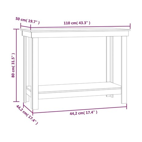 Werkbank 110x50x80 cm massief grenenhout wit 8