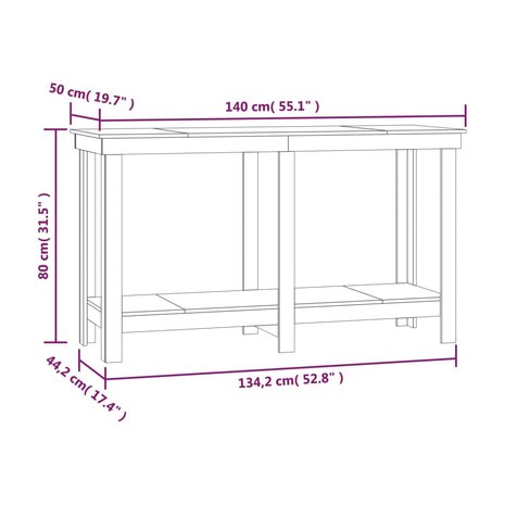 Werkbank 140x50x80 cm massief grenenhout honingbruin 8