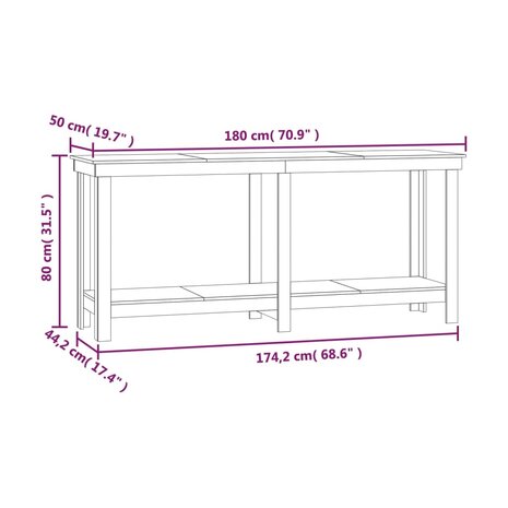 Werkbank 180x50x80 cm massief grenenhout honingbruin 8