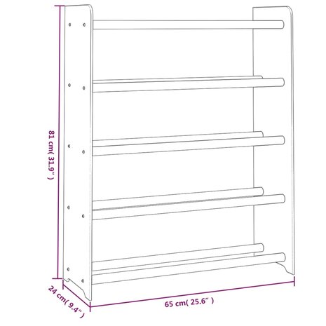 Schoenenrek 65x24x81 cm bewerkt hout bruin 6